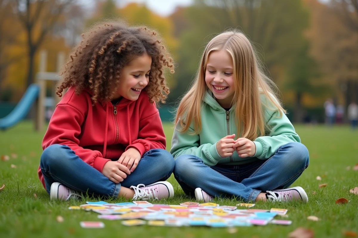 Deux adolescentes jouant à un jeu d