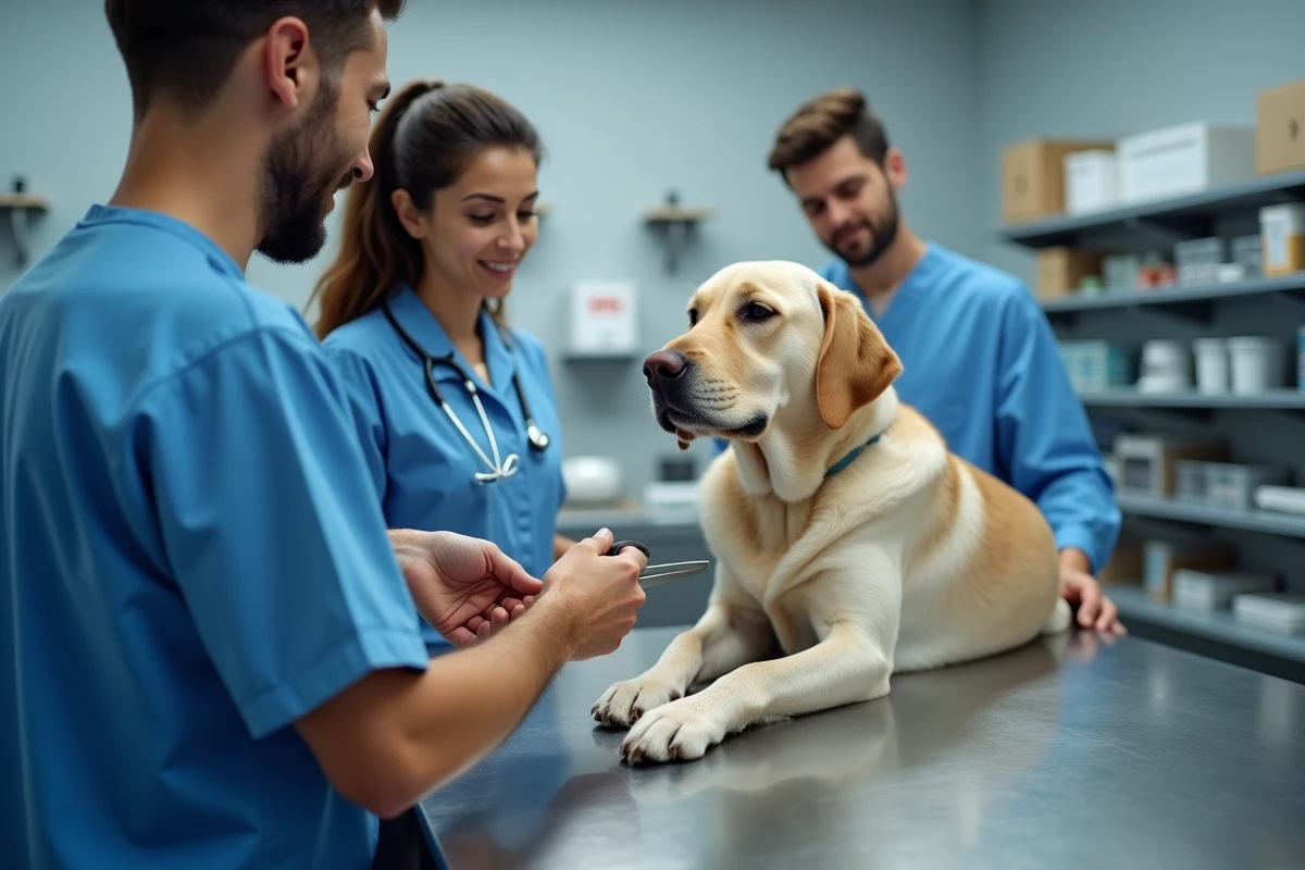 Vétérinaire montrant la coupe d